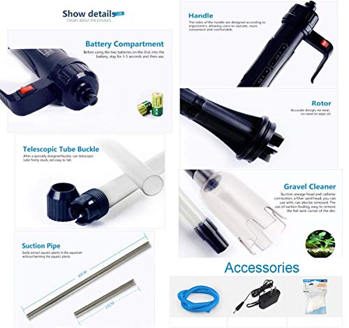LONDAFISH Electric Fish Tank Vacuum Cleaner Syphon Operated Gravel Water Filter Cleaner Sand Washer by LONDAFISH - Image 3