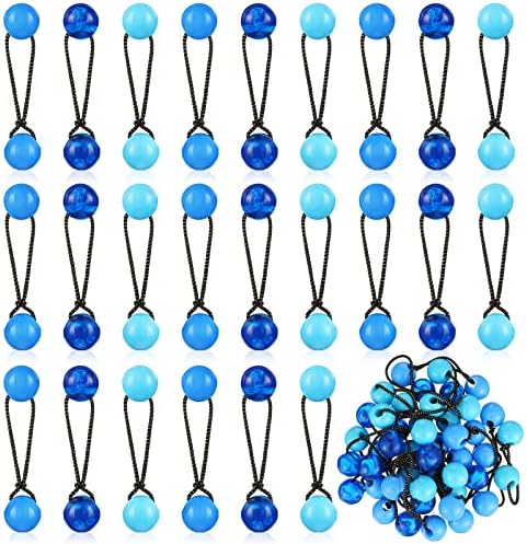 24 Pieces Hair Ties 20mm Hair Balls Bubble Ponytail Holders for Girls Twin Bead Bubble Hair Ties Colorful 80s 90s Hair Elastic Accessories for Baby Toddler (Blue Series)
