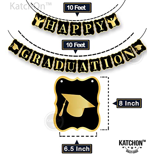 Image of KatchOn, Happy Graduation Banner Set - Pack of 19, No DIY | Graduation Backdrop, Swirls, Pompoms for Graduation Decorations Class of 2026 | Black and Gold Graduation Decorations 2026