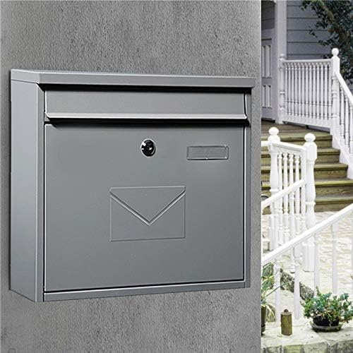 HBJWOV Retro Classic Rainproof Villas Mailbox Outdoor Lockable Wall-Mount Newspaper Boxes Secure Letterbox Garden Post Box(E)