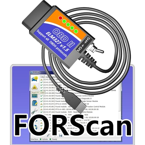 FORScan OBD2 Scanner Adapter Ford Programming OBD2 Cable Diagnostic Scan Tool with MS-Can/HS-Can Switch OBD2 to USB ELM327 Reader for Ford Lincoln Mazda Mercury Vehicles for scan OBD adapter Connector