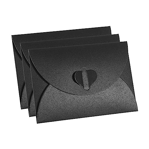 Patikil Gift Card Envelopes, 12 Pack Heart Shaped Clasp Small Gift Cards Holder Mini Envelope For Birthdays Weddings, Black #TOP9