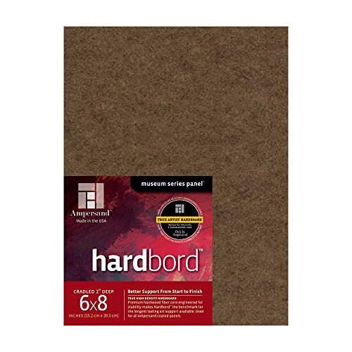 Image of Ampersand Art Supply Hardboard Wood Painting Panel: Museum Series Hardbord, 6 inch x 8 inch, 2 Inch Cradled Profile