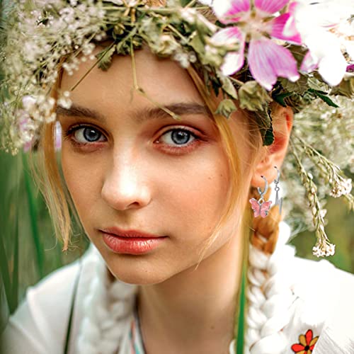 Aidsotou 12 Pairs Small Silver Butterfly Star Hoop Earrings Sets For Women Girls Mini Huggie Hoop Earrings With Dangle Charms #TOP1