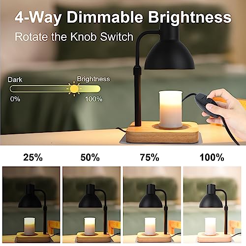 Candle Warmer Lamp, Timer & Dimmer, Vintage Electric Candle Lamp Dimmable Candle Melter With 2 Bulbs, Melter Scented Candle Height Adjustable Compatible With Jar Candles, House Warming Gifts (Black) #TOP1