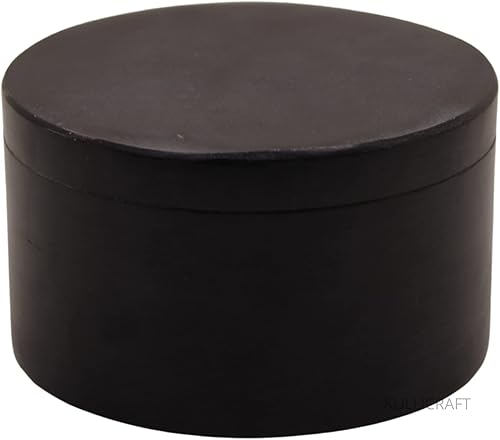 Caja única de sal y pimienta, elegante caja redonda de mármol negro con tapa para almacenamiento de sal, especias y hierbas. Contenedor perfecto
