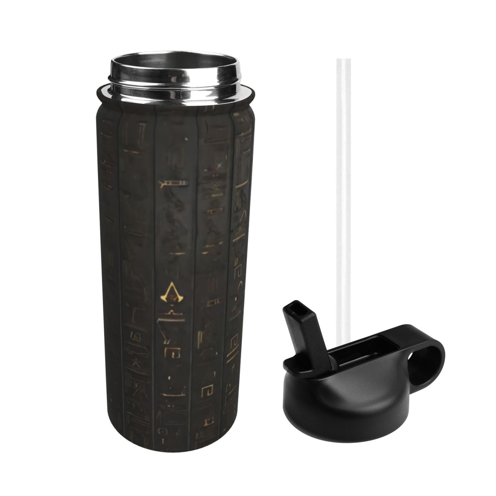 Thermobecher, Motiv: antiker ägyptischer Hieroglyphe, 530 ml, isolierter Wasserkocher, Reisebecher, Sport-/Fitnessflasche