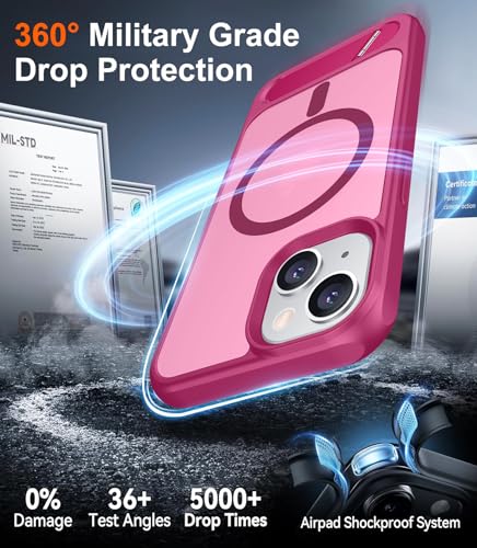Image of Magnetic Compatible with iPhone 14 Case /iPhone 13 Case,[Built-in Invisible Kickstand][Compatible with MagSafe][Military Grade Shockproof] Slim Translucent Matte Phone Case for iPhone 14 /13 6.1 inch