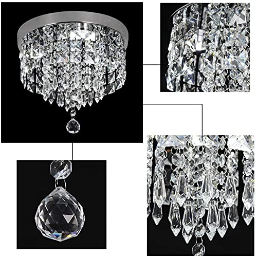 Image of Dreamie Crystal Chandelier Lights for Ceiling | Mini Crystal Chandelier Jhoomer Flush Mount Ceiling Light for Hall, Kitchen, Living & Dining Bedroom | Size 400 MM