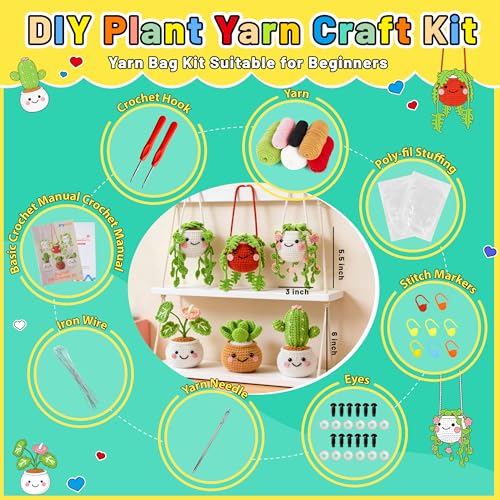Image of Joyclub Crochet Kit for Beginners 6 Fake Plants with Video for Adults