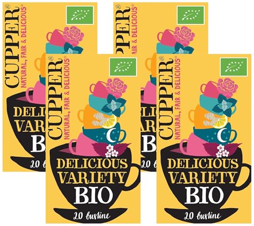 Cupper Cofanetto Mix di Tisane Biologiche, Assortimento After Dinner Mints, Love Me Truly Chai, Snore&Peace, Limone e Zenzero e Infuso Depur, Filtri 100% Biodegradabili, Confezione da 80 Bustine Cupper Cofanetto Mix di Tisane Biologiche, Assortimento After Dinner Mints, Love Me Truly Chai, Snore&Peace, Limone e Zenzero e Infuso Depur, Filtri 100% Biodegradabili, Confezione da 80 Bustine