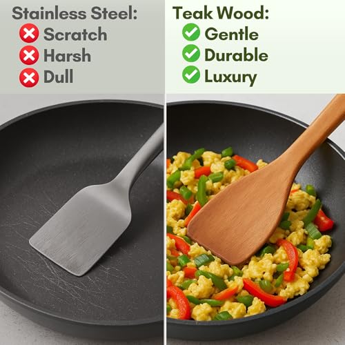 Solange & Frances Premium Teak Wooden Utensil Set - Eco-Friendly, Non-Toxic Cooking Tools - Unique Gifts for Women and Moms, Ideal Christmas Present - Image 8