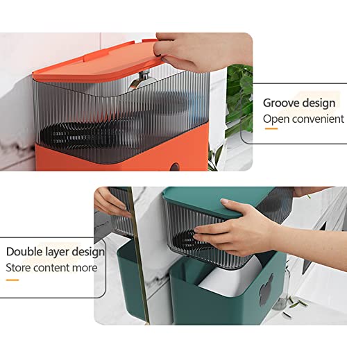 LucaSng Dispenser di carta da parete per asciugamani, rotolo di carta con contenitore per cosmetici, per ufficio, bagno, cucina e ristorante, asciugamani usa e getta da appendere alla parete (verde)