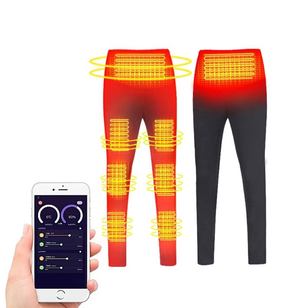scosao Pantalon Chauffant pour Homme Rechargeable Pantalon de Sous-Vêtement Chaud d'hiver Pantalons Baselayer Thermique avec Contrôle APP 3 Températures pour Intérieur Extérieur Chasse Ski Moto