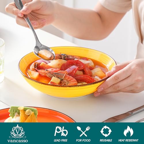 Image of vancasso Bonita Dinnerware Sets 24 Pieces, Stoneware Dishes Set for 6, Dinner Platers with Bowls Set, Dinshwasher and Microwave Safe, Multicolor