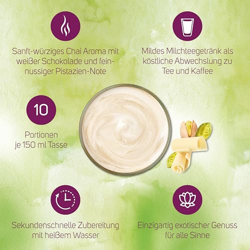 KRÜGER Chai Latte Weiße Schokolade & Pistazie, Instant-Pulver für Teegetränk, 250g (10x 25g Sachets)