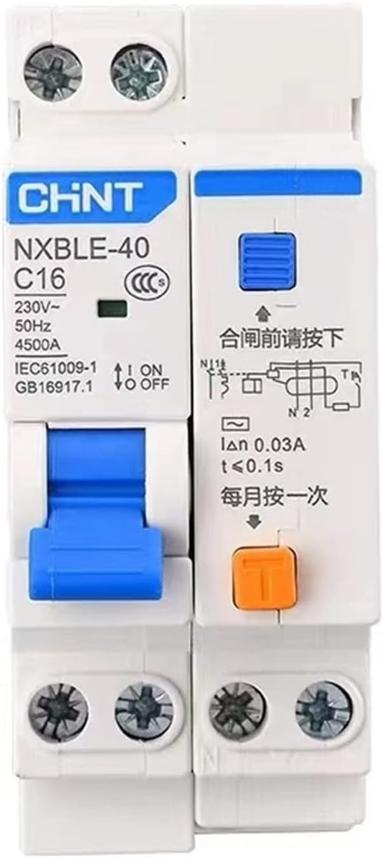5PCS 1P+N DPN DPNL CHINT NXBLE-40 Replace DZ267LE-32 10A 16A 20A 25A 32A 40A Residual Leakage Current Circuit Breaker MCB RCBO MCCB (Size : NXBLE-40 1P 1N, Color : 32A)
