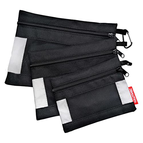 HAUTMEC 3 Pieces Small Tool Pouch, Multi Function Zippered Tool Poly Bag with Mesh Window, Heavy-Duty Clip Organizer HT0126-TB 1 HAUTMEC 3 Pieces Small Tool Pouch, Multi Function Zippered Tool Poly Bag with Mesh Window, Heavy-Duty Clip Organizer HT0126-TB