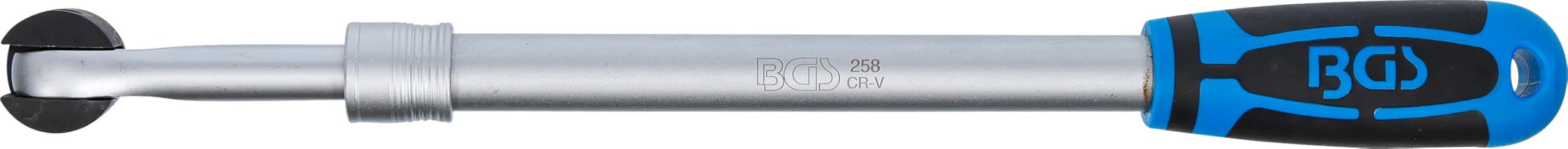 BGS 258 | Poignée articulée, extensible | 12,5 mm (1/2") | 450-600 mm | Longueur : 450 à 600 mm - Couple max. 550 Nm - Tête pivotante à 180° - Chromé mat