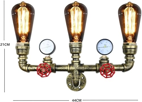 Miniatura 3 de Lámpara de pared retro industrial steampunk, aplique de pared, accesorios de iluminación de pared de tubería de agua, E26 industrial vintage Edison