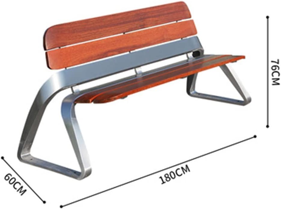 Outdoor Park Bench, Terrace Porch Courtyard Garden Seating， Weatherproof/Stainless Steel Bracket/Wooden Bench