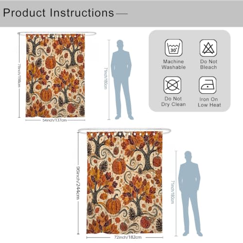 Rideau de douche imperméable grand format anti-éclaboussures imprimé feuille arbre automne - 4