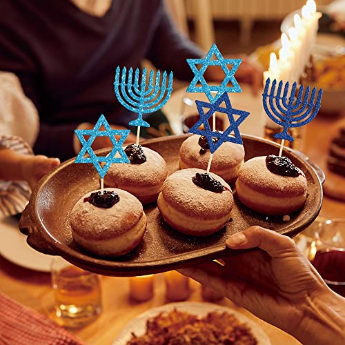 Gyufise 24Pcs Happy Hanukkah Cupcake Toppers Star Of David Cake Topper Decorations For Hanukkah Party Decorations Chanukkah Theme Party Supplies #TOP5