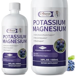 Potassium Magnesium Supplement Liquid-High Absorption Calm Magnesium&Potassium Drops Sugar-Free Plus Ginger,Turmeric,Black Pepper for Muscle,Leg Cramps,Bone & Energy & Immune Support - 16 Fl