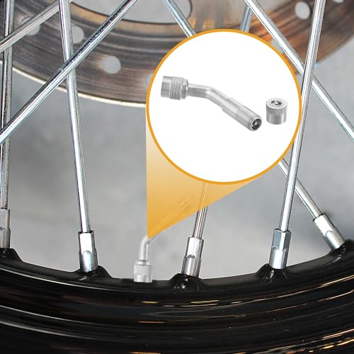 Image of 1 Set 135-Degree Universal Tire Valve Stem Extenders Extension Adapter - Cars RV Bicycles Motorcycles Trailers Tubeless Tire Valve - Copper Silver Tone