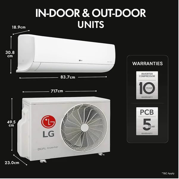 Image of LG TS-Q18TNXE 3 Star (1.5 Ton), Split AC, AI Convertible 6-In-1, With Diet Mode & Viraat Mode 2024 Model (White)
