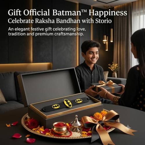Image of Storio Batman Slap Band Rakhi and Friendship Band | Officially Licensed | Rakhi for Boys, Bhaiya, Bhai | Raksha Bandhan Gift