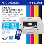Imprimante tout-en-un couleur sans fil Brother INKvestment 4555 avec écran tactile couleur de 2,7 po et 2 bacs à papier | Comprend un essai d'abonnement Refresh(1) (MFC-J4555DW)