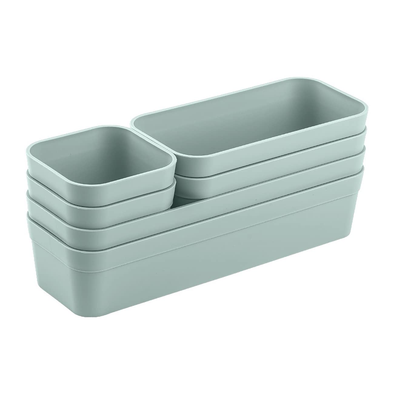 Gariella 1x Schubladen-Organizer Set Aufbewahrungs-Box Einteiler verstellbar pastell-grün