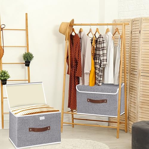 Image of Yawinhe Collapsible Storage Bins,Grey,13.0x9.0x7.9in,1-Pack