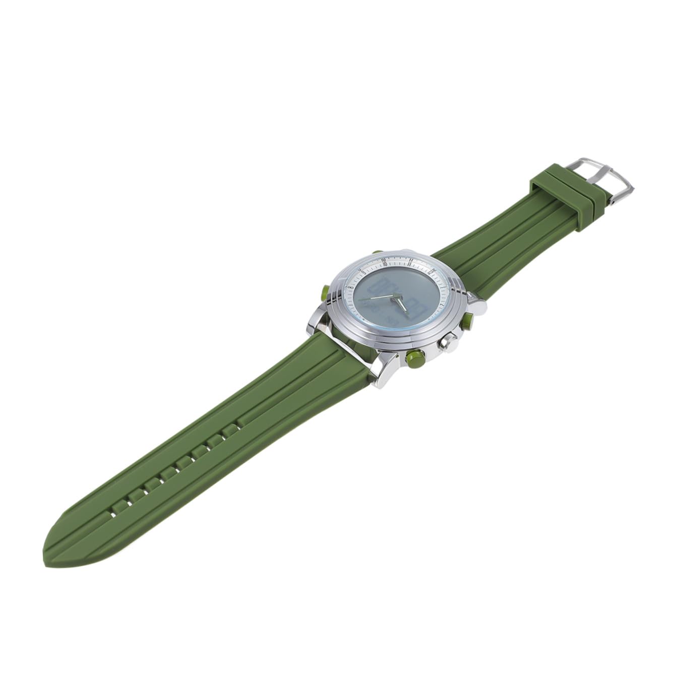 ifundom Reloj Deportivo Electrónico Doble Pantalla y Correa de Silicona Verde para Estudiantes, Resistente Función de Alarma y Diseño Luminoso para Uso Nocturno
