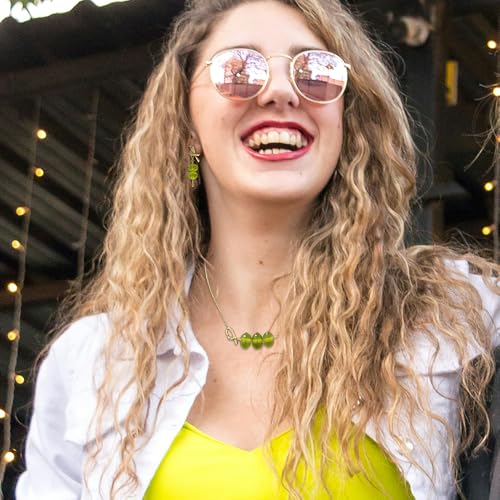 Green Olive Martini Pendant Necklace for Women | Olive Martini Cocktail Necklace for Women | Martini Jewelry Gift for Women4