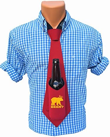Bev Tie The Original Beer Deer Bear Print - Hands Free Drink Holder - Beer Tie (Red)