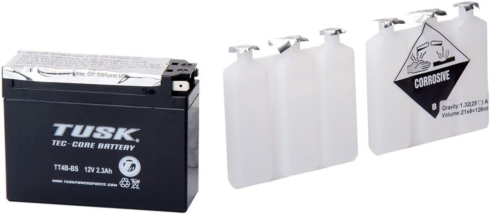 Tusk Tec-Core Battery with Acid TT4BBS Maintenance-Free Compatible with Yamaha TTR 110E 2008-2026/TTR 50E 2006-2026/TTR90E 2003-2007