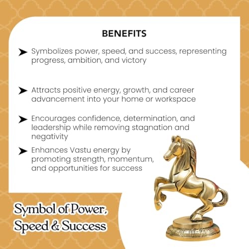 Image of Ekhasa 100% Pure Brass Running Horse Showpiece with Gift Box | Pital Murti Animal Figurine for Home Decor Living Room Office Table | Vastu Good Luck Housewarming Grah Pravesh Wedding Gift