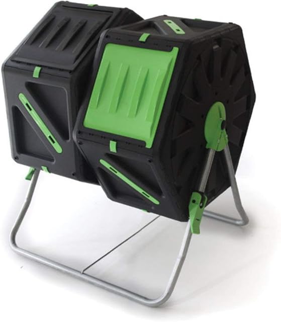Dual Chamber 140Litre Tumbling Composter (2 x 70Litre) With Aeration Mixing System. Easy to Assemble - NEW Strong Design With Metal Legs.