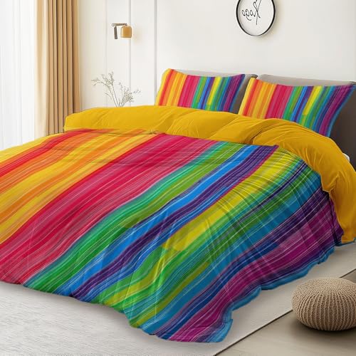 Housse de couette 200x200 cm brossée réversible avec taies - 4