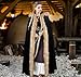 L'VOW Viking Fur Cloak with Hood Fur Hooded Cape for Women Men Ren Faire Medieval Cosplay(Black)
