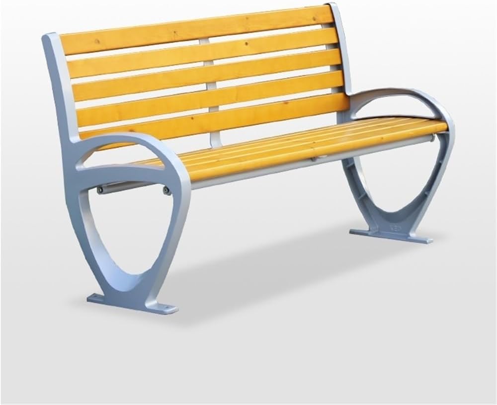 Garden Bench Log Color Park Outdoor Bench Aluminum Chair Legs Leisure with Backrest Bench Porch Bench