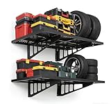 TROPOW Heavy Duty Garage Wall Storage Shelf with 4 Hooks – 2-Pack 20x48 inch Perforated Framed Shelf, 560 lbs Load Capacity, Set for Tool Room, Storage Room, Store Supermarket