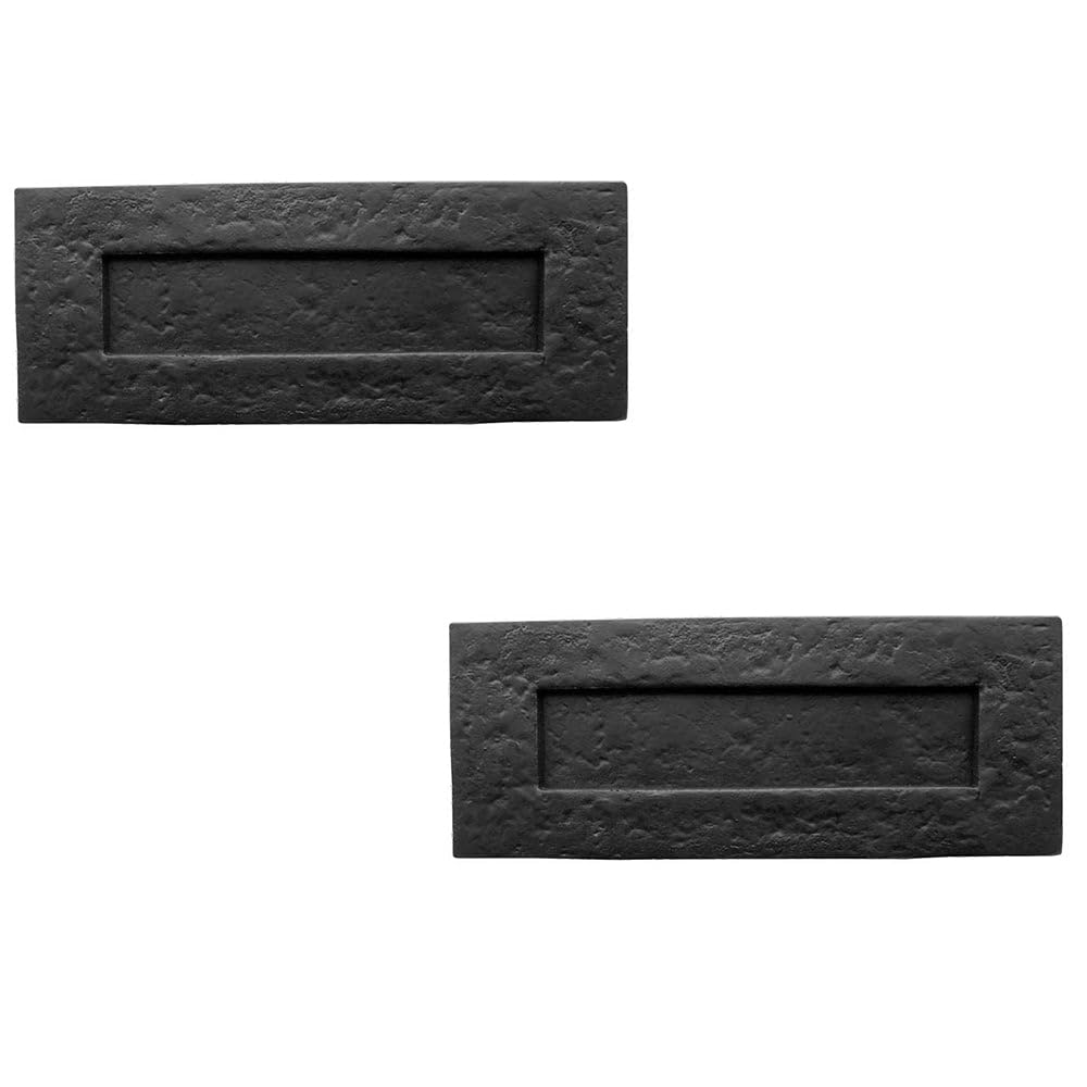 Lot de 2 plaques aux lettres noires antiques 270 x 115 mm pour présentation élégante du courrier – Porte d'entrée extérieure