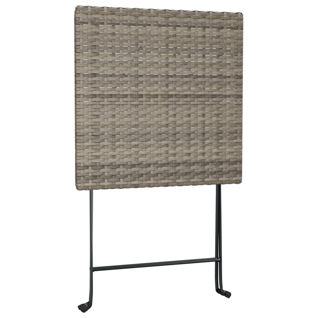 Set da bistrot pieghevole 3 pezzi in polyrattan grigio con telaio in acciaio verniciato a polvere per balcone, terrazza, giardino, mobili da esterno con due sedie da patio per più