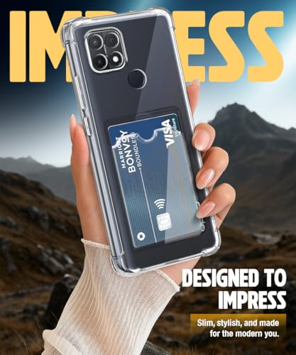 Image of WOW IMAGINE Transparent Back Cover Case for Oppo A15 | Oppo A15s | Flexible Built-in Slim Card Pockets Wallet | 360 Camera Protection TPU | Soft Silicone Mobile Cover - Transparent