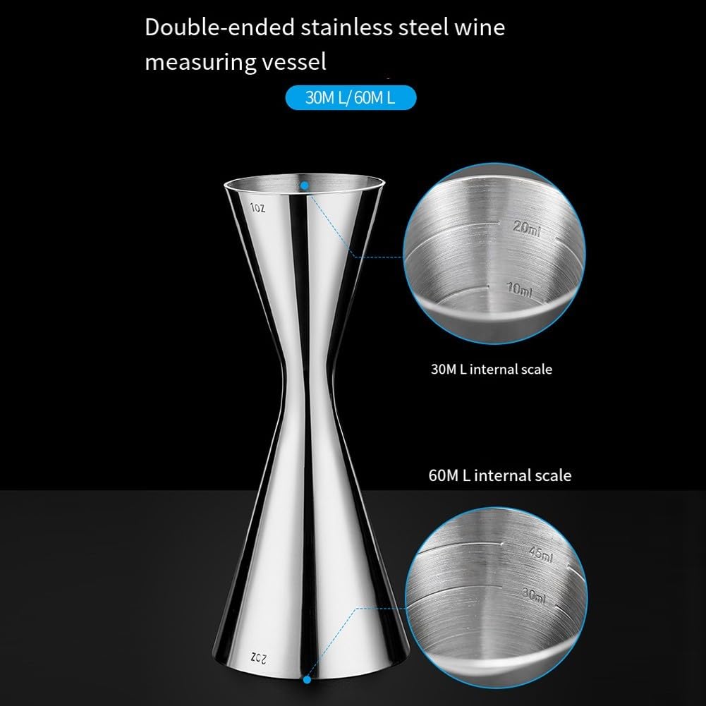 Mesure Précise Mixologie Doseur Cocktail SHOWERORO Inox - 30/60ml - Bar Professionnel Doseur Cocktail Acier Inox