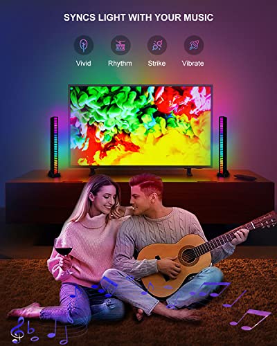 Led Light Bar,2Pcs Rgb Music Rhythm Light, Voice-Activated Gaming Light With Rechargeable Battery, Sync With Music, Atmosphere Pickup Rhythm Light Rgb Gaming Light Bar Decor For Car Player Bedroom #TOP5