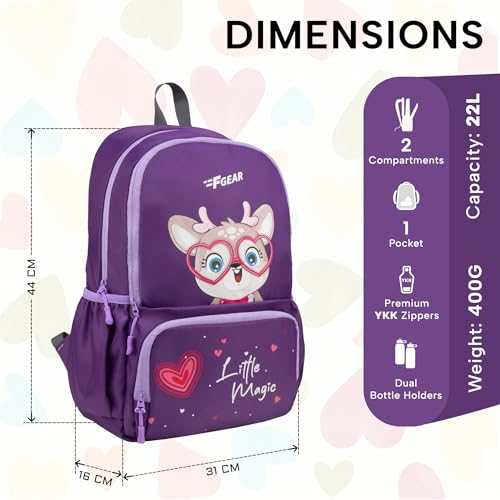 Image of F Gear Little Magic Dark Purple 22 L Backpack|For Primary School|Tuition|College|Picnic Outing Backpack|Trendy & Stylish |Best Bags For Everyday Use For Girls Boys Kids Adults Men & Women|Gifting Bag